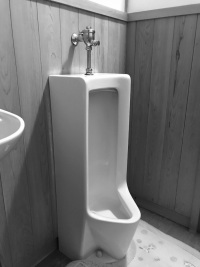 昔ながらの凹凸のある小便器。